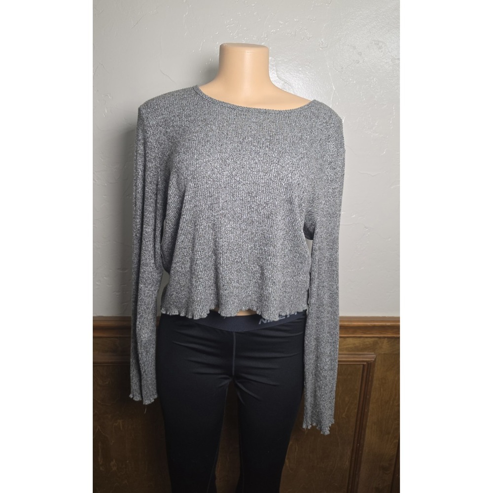 American Eagle Y2k Shirt XXL XL crop lettuce edge hem lightweight sweater top
